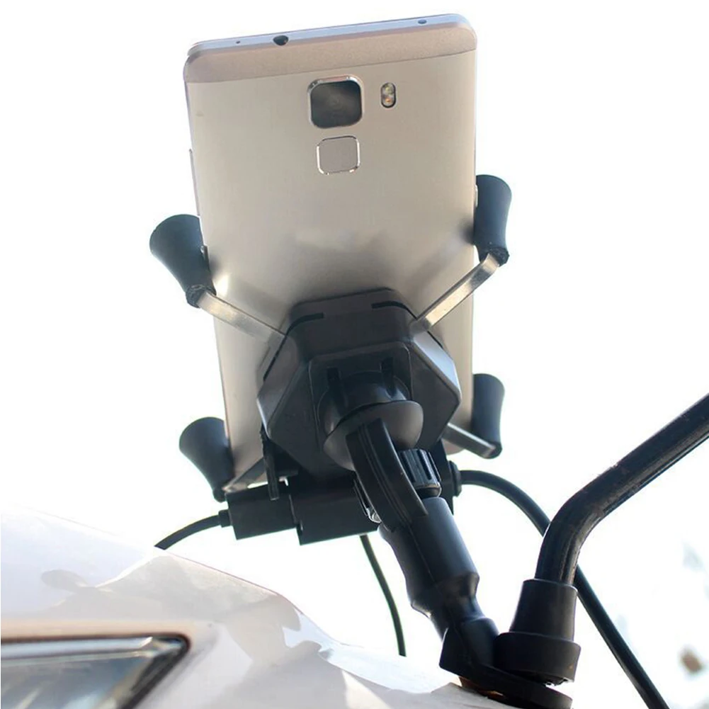 

Phone Holder GPS Mount Universal Rack Motorcycle Bike Firmly Nonslip Handle 360 Rotating With USB Charger Outdoor For 3-6.5 Inch