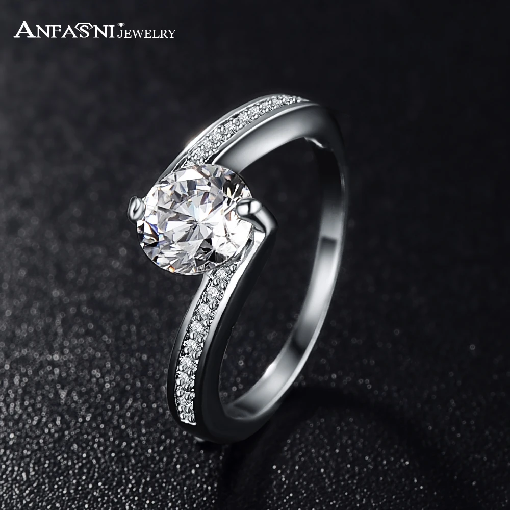 

ANFASNI Fashionable Rings Gold Color With AAA Cubic Zirconia Inlayed One Row Ring For Women Wedding Jewelry Party Gifts CRI0023