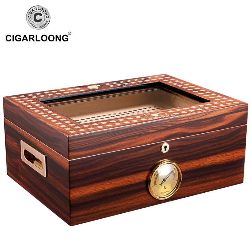 

COHIBA Humidor Cedar wood translucent skylight with hygrometer humidifier CA-0127