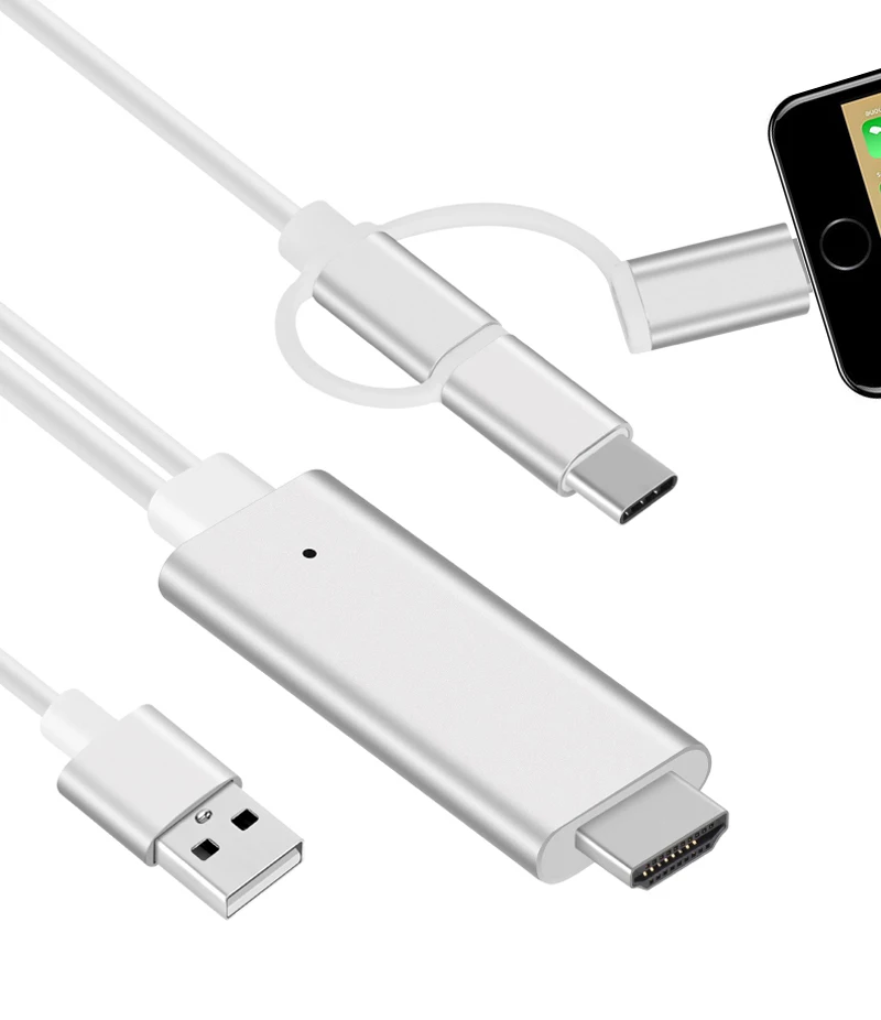 3в1 HDMI USB кабель для iPhone XS MAX XR 6 7 8 Plus LG G5 Android Micro usb type C к HDMI ТВ видео адаптер для huawei P30 Pro