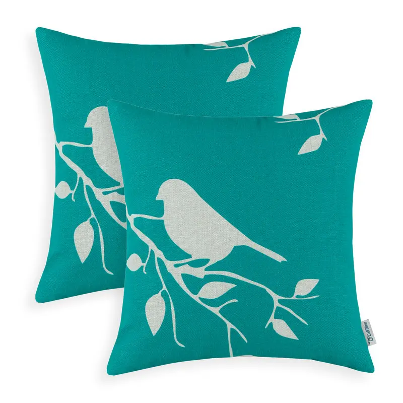 2PCS CaliTime Cushion Covers Decorative Pillows Shell Home Sofa Bird