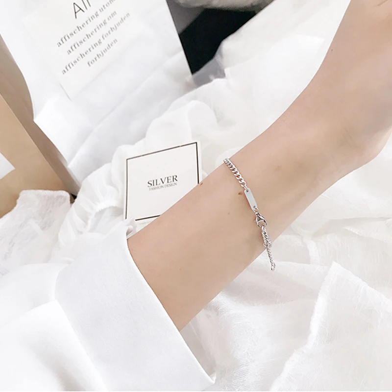 

925 Sterling Silver Chain Bracelets For Women Girl Bracelets & Bangles Pulseras Plata De Ley 925 Mujer