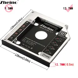 Zheino 12,7 мм 2nd HDD Caddy алюминий сплав SATA адаптер Bay чехол для CD/DVD-ROM Оптический жесткий диск