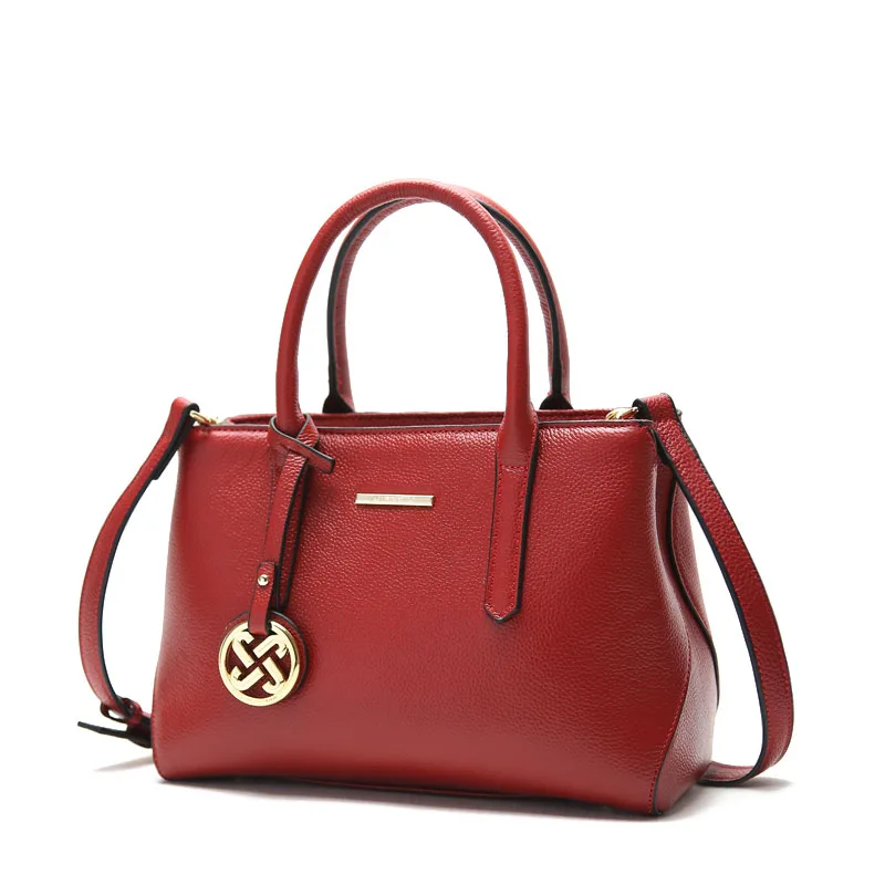 JIANXIU, брендовые сумки из натуральной кожи, роскошные сумки, женские сумки, дизайнерские, с кисточкой, с подвеской, на плечо, через плечо, с текстурой личи, сумка-тоут - Цвет: Red