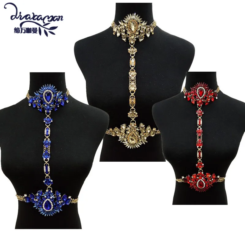 Dvacaman бренд Мода 2017 г. тела ожерелье с кристаллом, украшение Для женщин Свадебная вечеринка заявление аксессуары Bijoux подарки на день