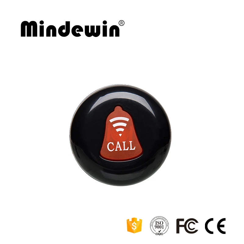 Беспроводная кнопка пейджера Mindewin для ресторана фастфуда и кафе Круглый звонок