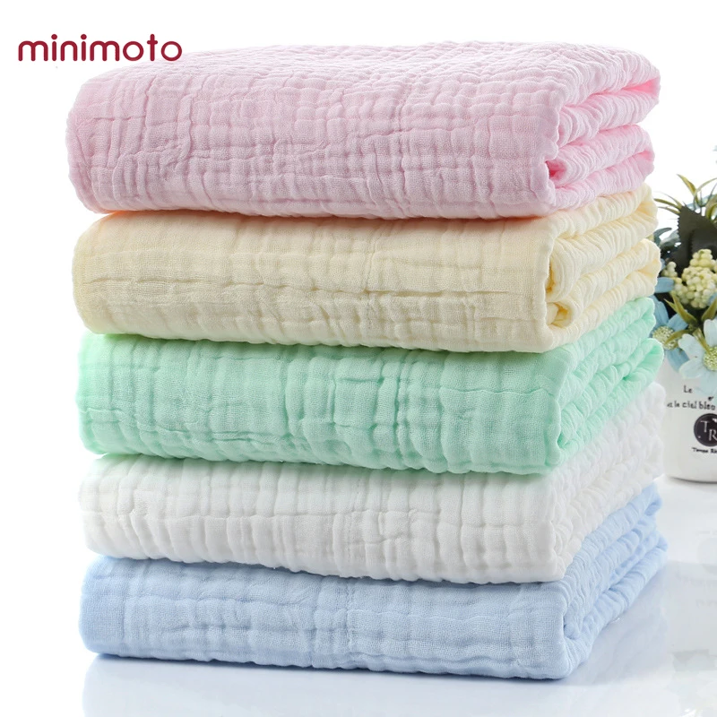

High Qualiy Newborn Baby Blanket Swaddle Infant Bath Towel Quilt Kids Gauze Cotton Bedding Sleep Thermal Solid Muslin Cover Wrap