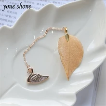 1 шт закладка Мультфильм Металл оставляет закладки студента изысканный маленький кулон цепь подарок перо Классическая YOUE SHONE