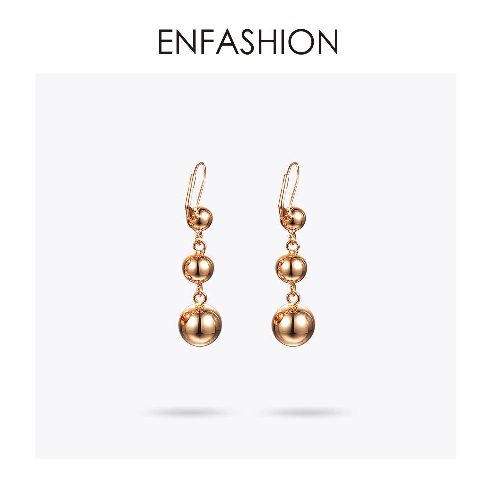 Enfashion Тройная точка шаром золотые розовые серьги изделие длинные на крючках для
