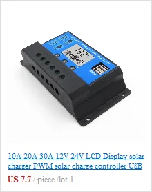 10A 20A 30A 12V 24V LCD Display solar charger PWM solar charge controller USB 5V used for lead acid battery