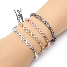 Золото Серебро Микро-паве cz кубический цирконий веревка отрегулированный браслет из медного бисера fsg4rf Шарм плетеные браслеты для женщин