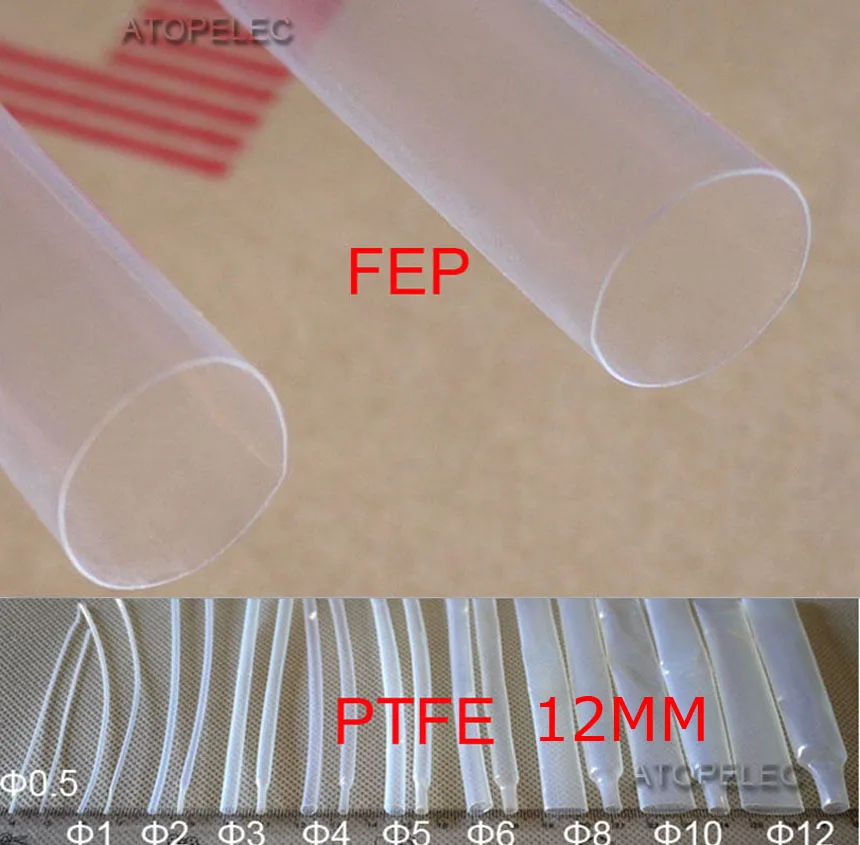 12mm Diameter PTFE F4 1.71 Teflon High Temperature Heat Shrink Tubing