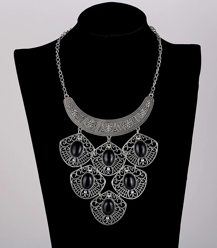 

2017 Big Collar Necklace Bib Chain Antique Silver Choker Turkish Gypsy Ethnic Hippy Bohemian Tibet Tribal Necklaces