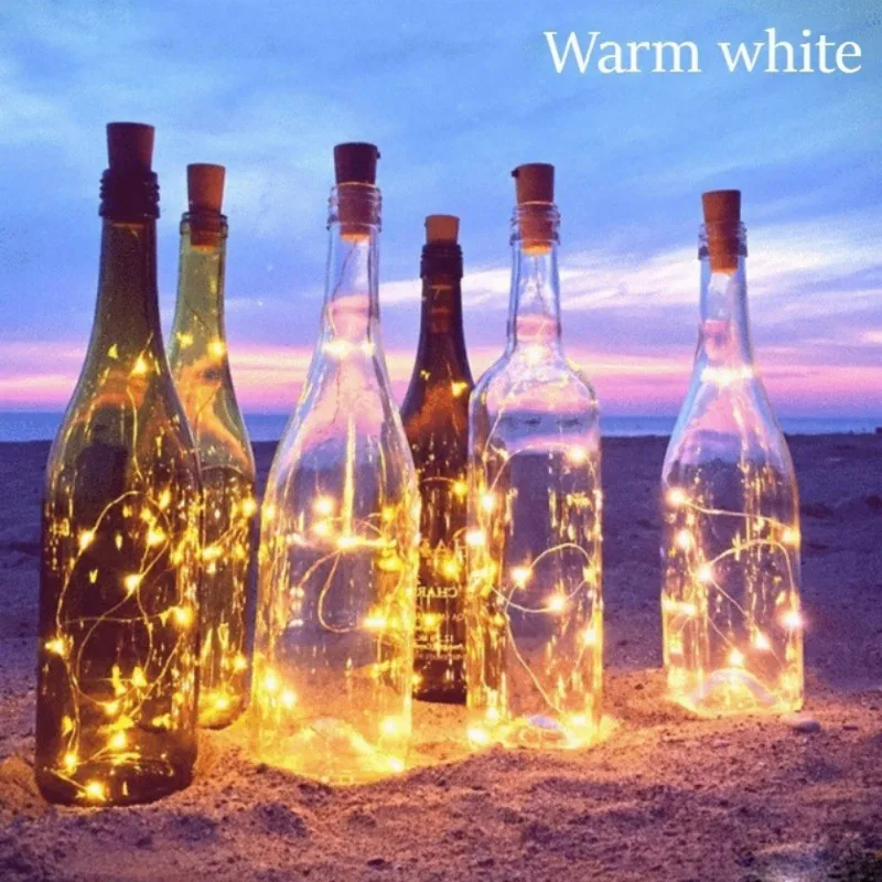 20 светодиодный светильник на солнечных батареях, светильники в форме винных бутылок с пробкой, сказочный светильник для DIY, вечерние, рождественские, свадебные, праздничные украшения - Цвет: warm white