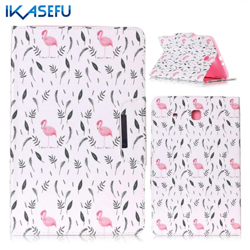 

IKASEFU Fundas Filp Cover Case for Samsung Galaxy Tab E 9.6 inch PU Leather Coque For Samsung Tab E T560 Soft TPU back Painting