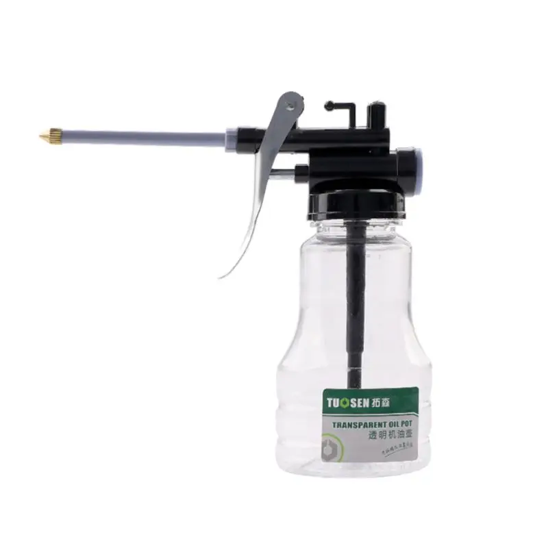 

Hardware tool transparent oil can 350ml plastic hose refueling pot High pressure oiler Oil gun
