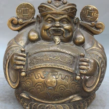 1" лаки Китайский Фэн-Шуй Бронзовый Богатство Медные Деньги Yuanbao Маммона Бог Статуя