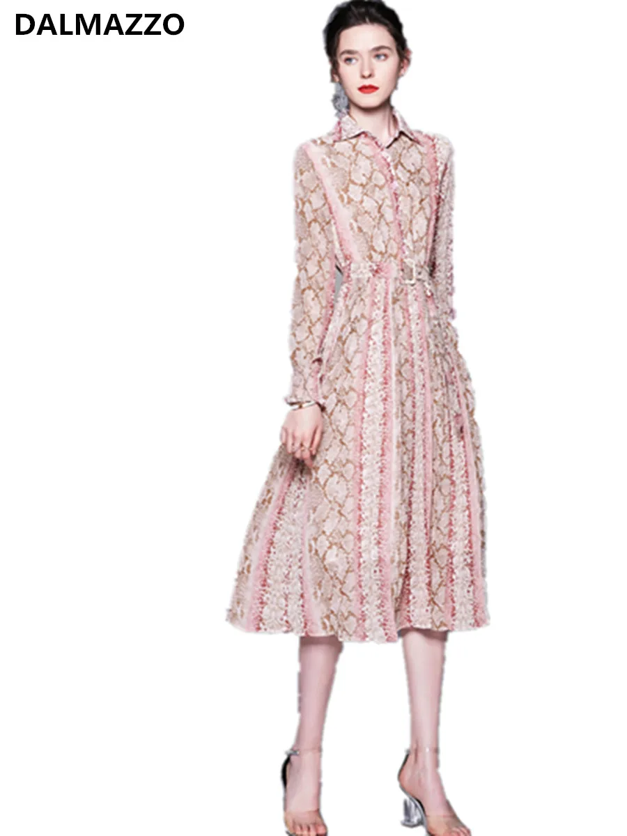 

Women's Dresses 2019 Newest Designer Runway Print Chiffon Pleated Long Dress Ladies Fashion Elastic Waist Swing Belt Long Dress