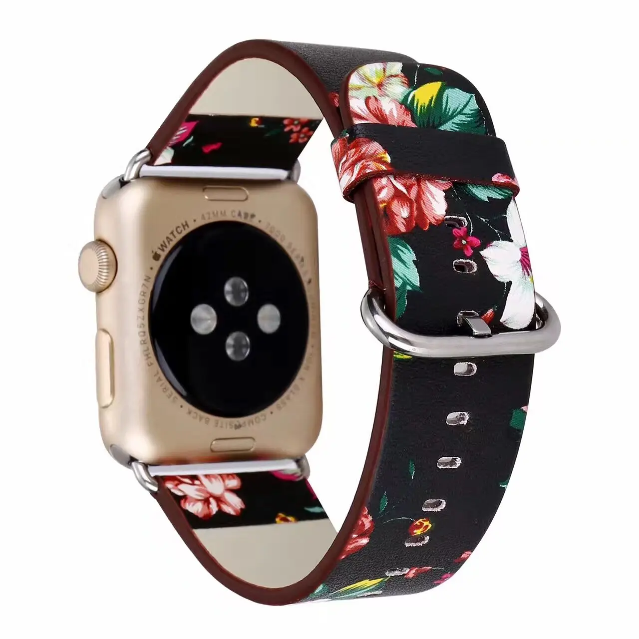 

Floral Printed Leather Watch Band Strap for Apple Watch 42mm/44mm 38mm/40mm Flower Design Wrist Bracelet for iwatch 1/2/3/4