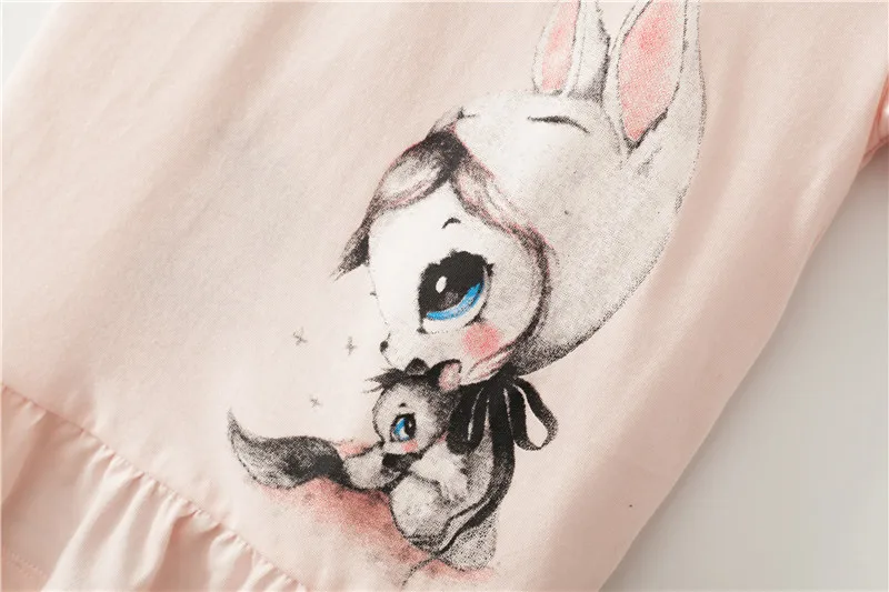 Little Maven/Новая летняя одежда для детей; короткая Розовая Трикотажная футболка с круглым вырезом и гофрированным рисунком животных из мультфильма для девочек; Повседневная футболка