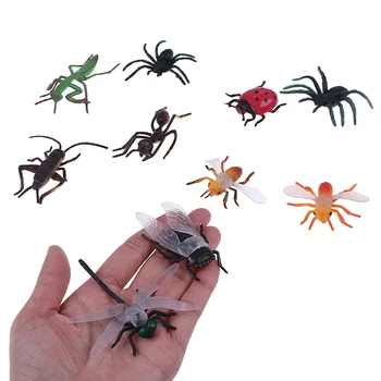 

10Funny Assorted figure realistic bugs plastic insects kids party bag filler toy Halloween Decoration Joke Prank Fun Novelty