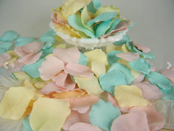 

Blush Pink, Aqua Mint, and Cream 900 Bulk Rose Petals - Artificial Rose Petals - Ceremony Petals - Table Decoration