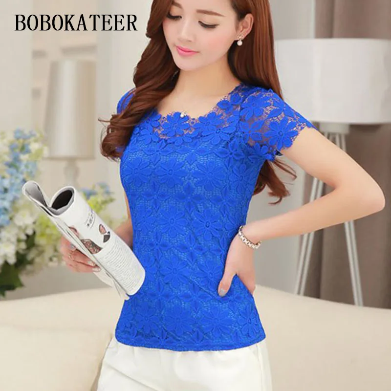 BOBOKATEER Кружевная футболка женская 2021 Camiseta Mujer 4XL 5XL размера плюс футболки женские