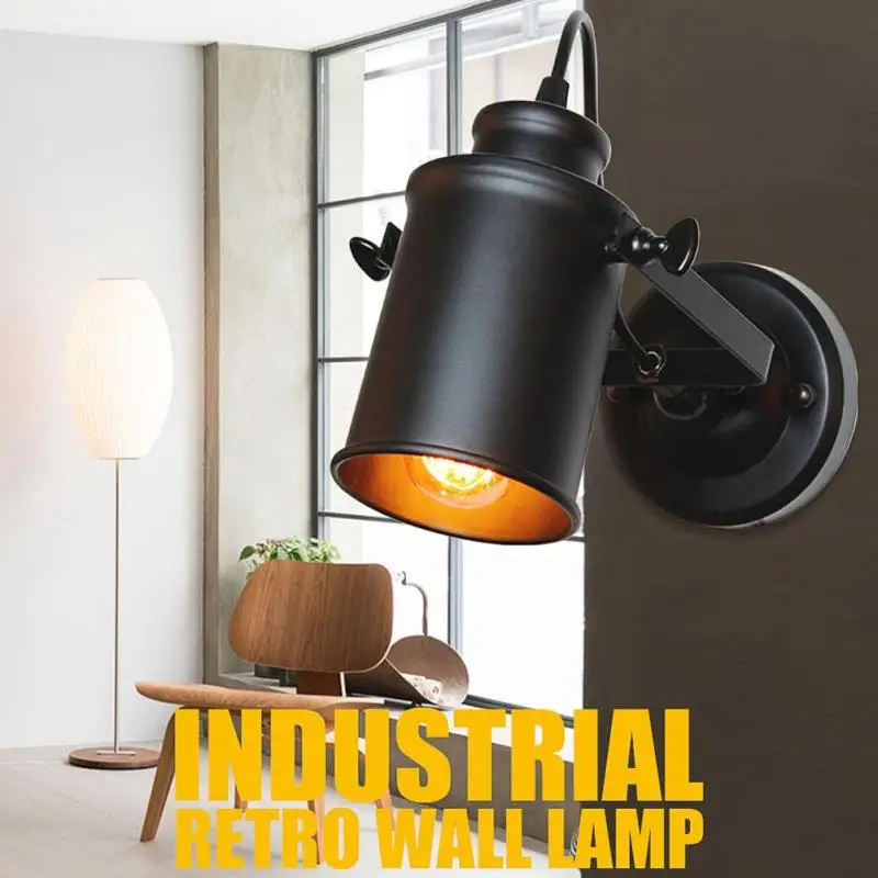 

Retro Lamps Country Loft Style E27 Wall Lights Wall Lamp Bedroom Industrial Iron Wall Vintage Home Lighting Wall Sconce S3