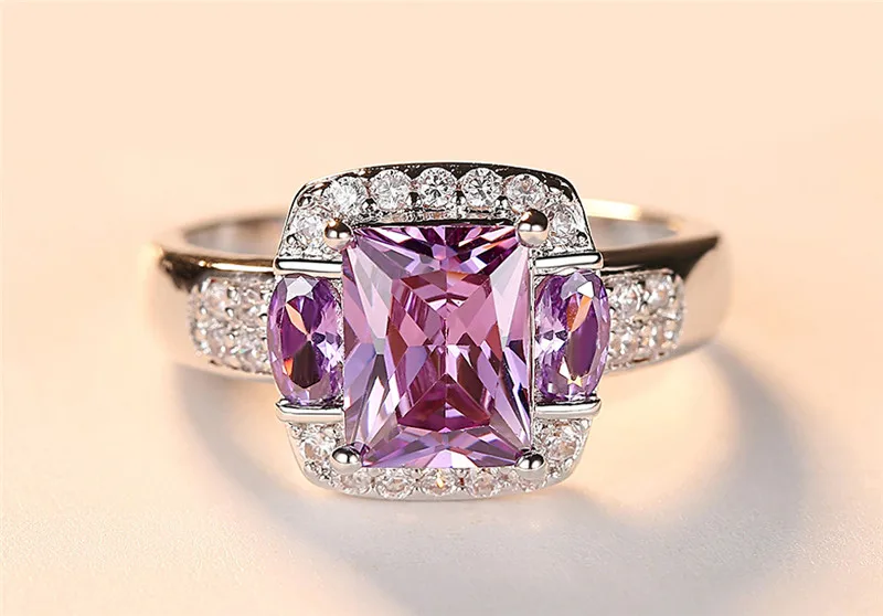 Trendy Purple Square AAA Zircon Stone Ring Round Finger Rings for Women Men Engagement Jewelry Wedding Bague Femme Anillos R420 (6)
