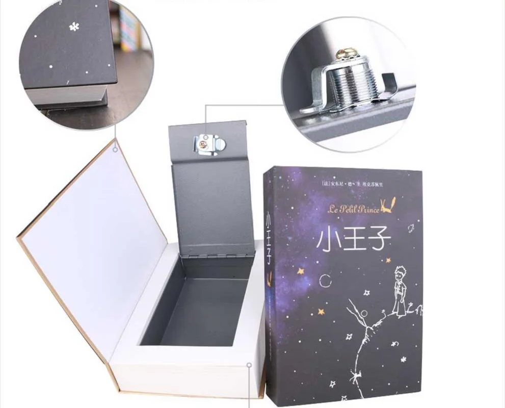 Metal Steel Storage Safe Box Dictionary Secret Book Piggy Bank Money Hidden Secret Security Locker Cash Jewellery With Key Lock