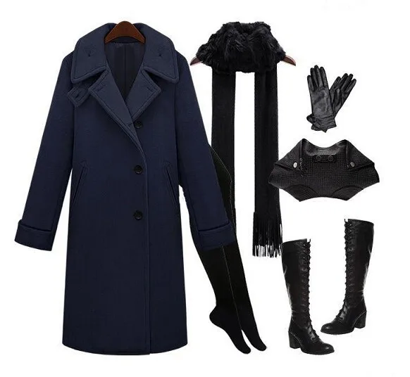 Модный длинный шерстяной Тренч, шерстяное пальто с отложным воротником, толстая зимняя верхняя одежда, женское кашемировое пальто большого размера
