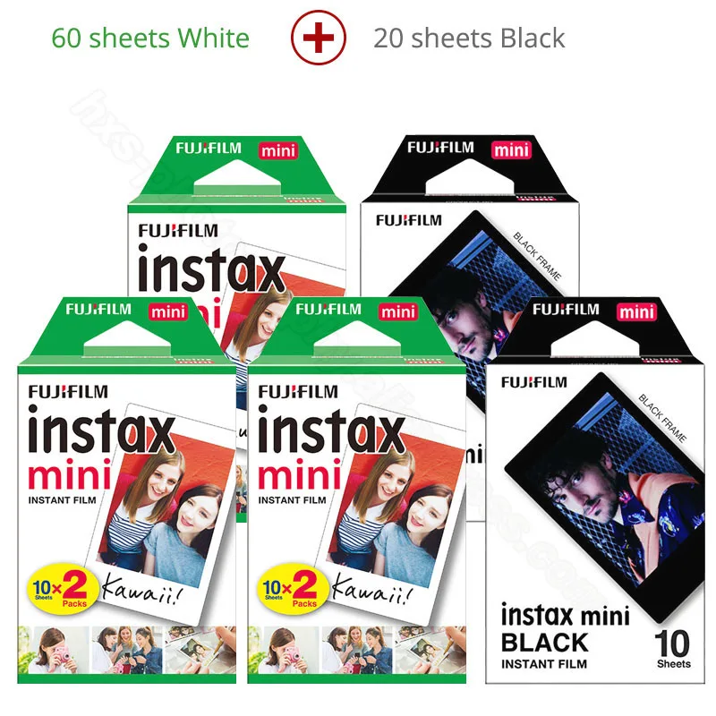 Фотобумага Fuji Fujifilm Instax Mini 9 для Instax Mini 9 7s 8 90 70 25 Instant Polariod camera Share Liplay SP2 1 Printer - Цвет: 60 White 20 Black