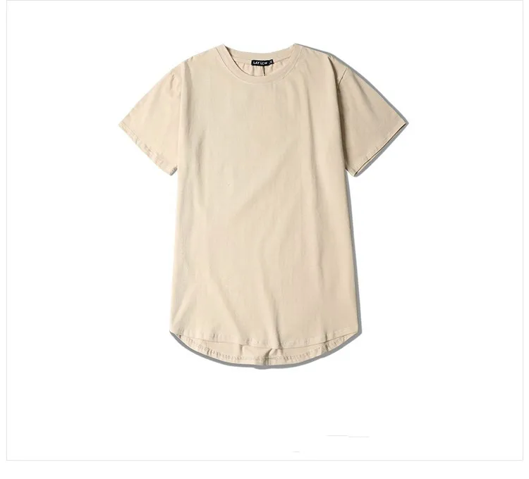 New Curved Hem Hip Hop T-shirt Men Urban Kpop Extended T shirt Plain Longline Mens Tee Shirts Male Clothes Justin Bieber Kanye