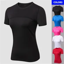 Пикантные Для женщин топ для занятий йогой спортивная рубашка короткий рукав быстрое высыхание работает гимнастическая майка для Для женщин Открытый Обучение тренировочная рубашка черный