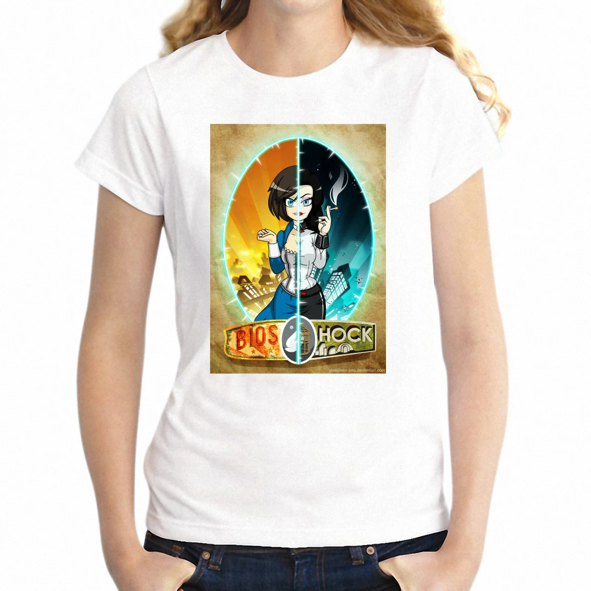 Летняя женская футболка с Элизабет Bioshock Infinite Gaming Gamer топы коротким рукавом для