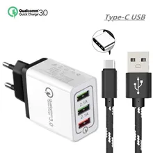 Быстрая зарядка 3,0 USB Зарядное устройство QC3.0 быстрой зарядки для Xiaomi Mi 9 9SE 8 SE A2 A1 huawei P30 P20 Lite samsung S10 S10E S9 плюс S8