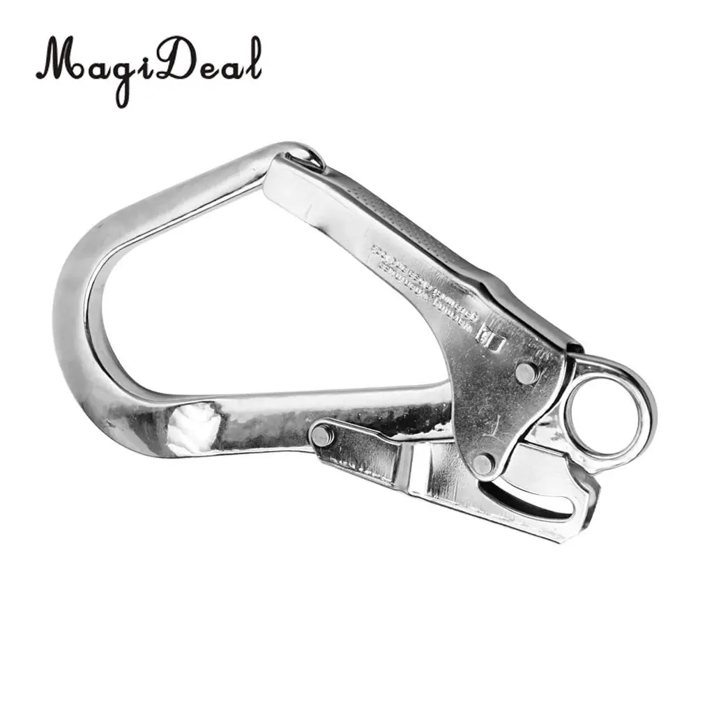 High Quality 25KN Alloy Snap Lock Hook Clip for Rock Tree Climbing Rappell Rescue Fall Arrest Lanyard Harness Caving Exploring