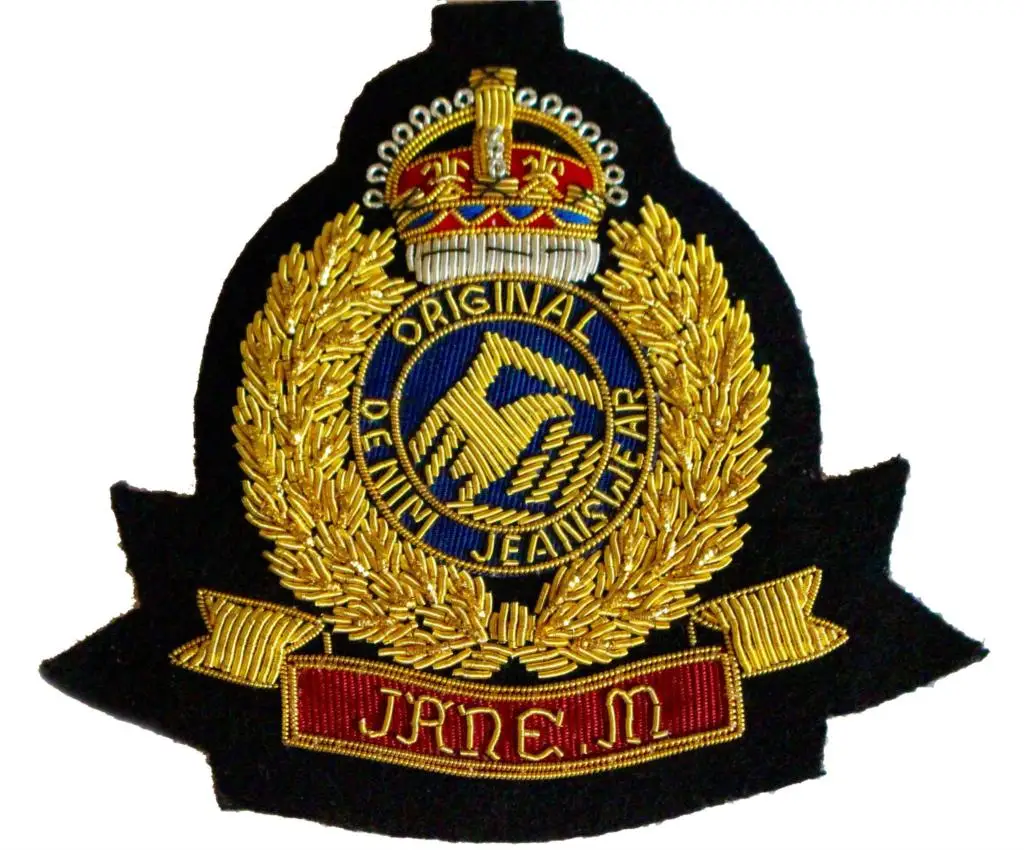 

Handmade bullion wire embroidery college style badge, gold color~~~
