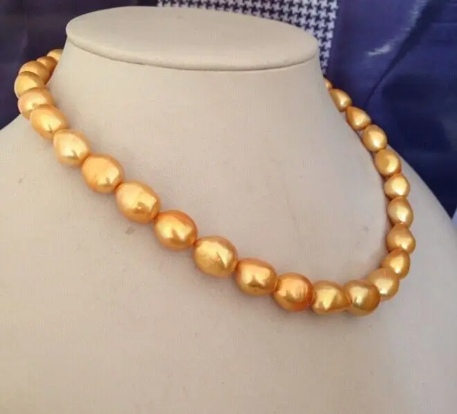 

DD Wholesale FREE SHIPPING > HUG Eelgant 18"13-14MM GOLD COLOR PEARL NECKLACE