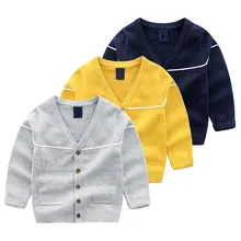 Осенне-зимний хлопковый свитер верхняя одежда для маленьких детей вязаный кардиган с v-образным вырезом в полоску для мальчиков и девочек детская весенняя одежда