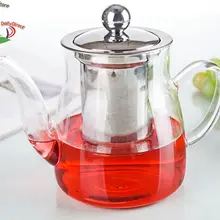 1х горшок QY-Big 635 мл жаростойкий прозрачный стеклянный цветочный чайник кофейная вода чайник с крышкой для заварки из нержавеющей стали