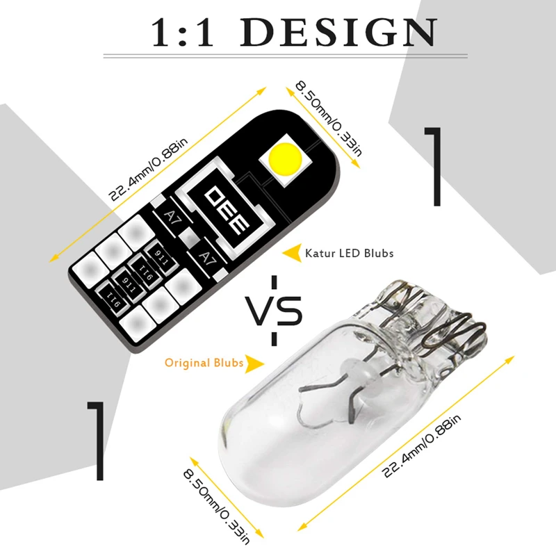 Katur 10 шт. W5W светодиодный Canbus T10 светодиодный светильник 3030 2SMD автомобиля Подсветка салона 194 168 номерной знак светильник лампочка для авто не ошибка 12V