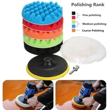 AUDEW 7 шт. 3/5/6/7 ''автомобиля полировка, мытье набор кистей для вафельных Pad дрель Шерстяные& губки комплект полноцветное колесо комплект полировщик