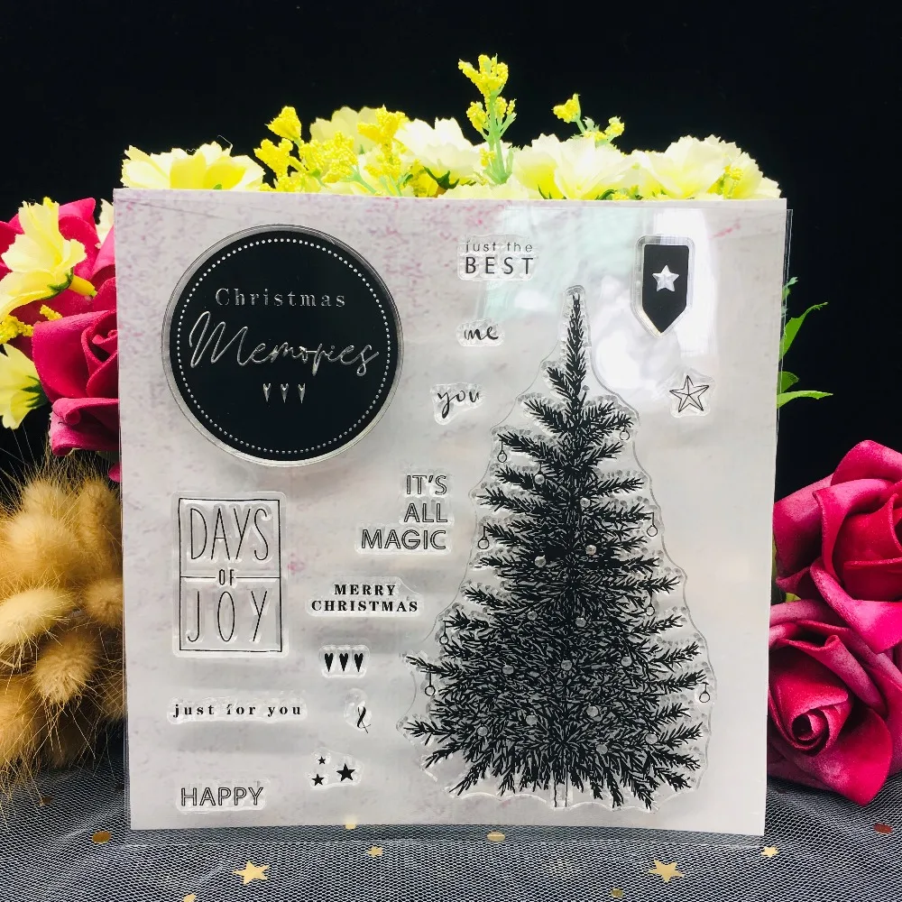 Christmas Tree Transparent Clear Silicone Stamp DIY Scrapbook Sticker Album Envelope Decoration Rubber Stamps A270 | Канцтовары для