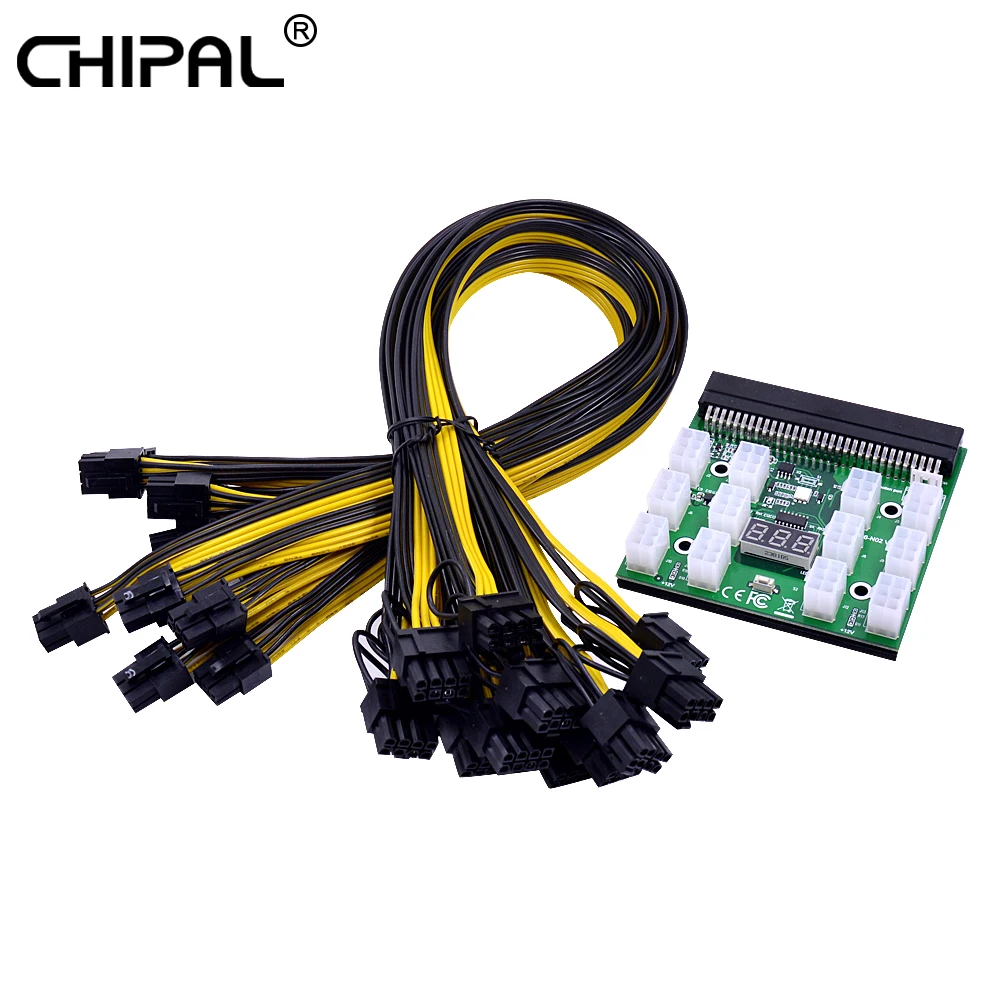 

CHIPAL Power Module Breakout Board Kits For HP 1200W 750W + 12pcs 6Pin to 8Pin Power Cable For PSU GPU Mining Ethereum ETH EOS