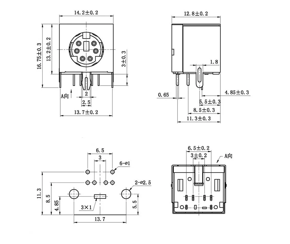 MDC 6 03 S video контактный мини Din разъем Щит правый угол через отверстие PCB крепление
