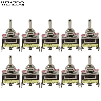 

10pce high quality button switch 123 wall rocker toggle switch three legs three gears self-reset 12mm silver contacts
