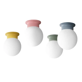 

Korea Color Warm Glass LED Ceiling Lamp Iron Base Ceiling Light Bedroom Living Room Staircase Lighting Decorative Lamp Luminaire