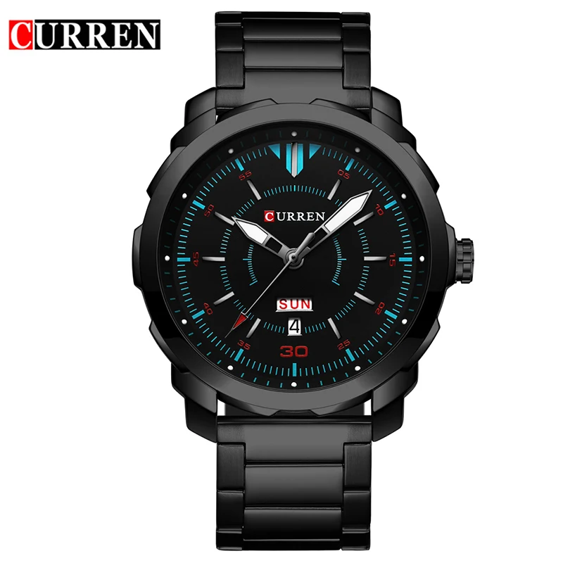 

CURREN 8266 Male Quartz Watch Dual Date Display 3ATM Men Watches Wristwatch Waterproof Analog Display brandwatches Montre Homme