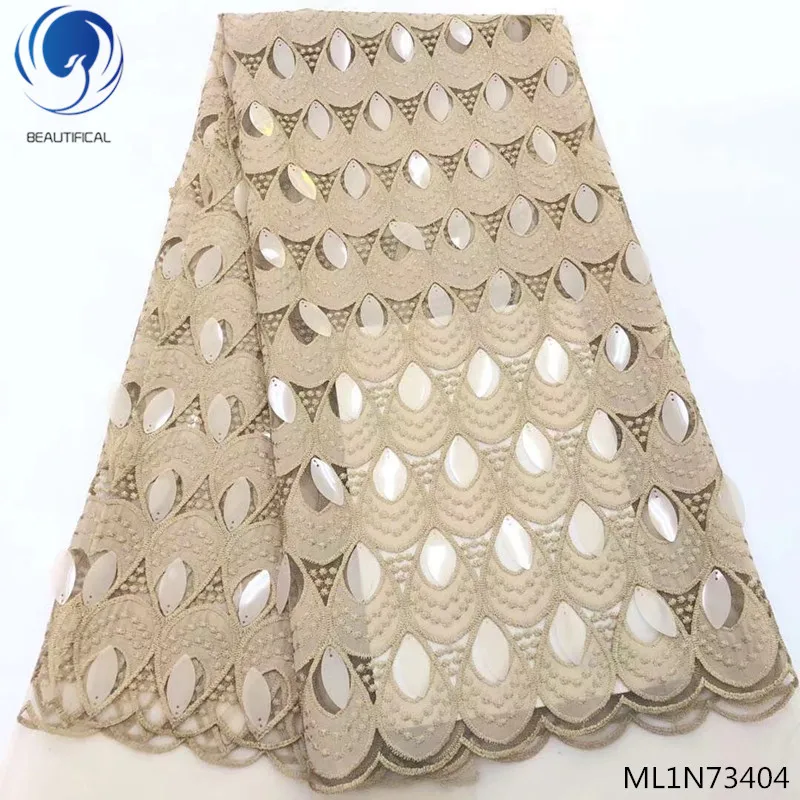 

BEAUTIFICAL african lace fabric with sequin embroidery lace fabric 5 yards sequins lace fabric free shipping for woman ML1N734